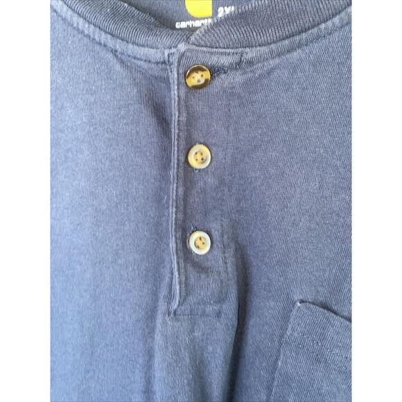 Carhartt Henley shirt Reg Heavyweight Long Sleeve Pocket Mens 2XL XXL Blue - Picture 2 of 7